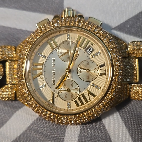 Michael Kors Camille Chronograph Champagne Dial Gold-tone Glitz Watch- - Picture 2 of 9